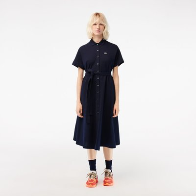 Robe polo ceinturée, maille piquée coton LACOSTE