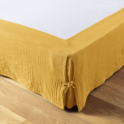 Cache sommier, en 100 % Gaze de coton, avec volant 30 cm EDEN