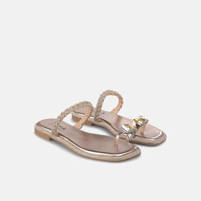 Sandales plates avec brillants et anneau strass ALMA EN PENA