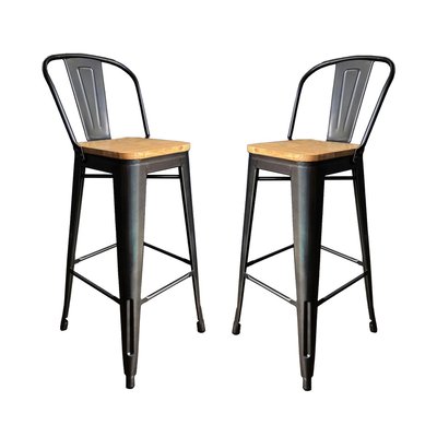 Lot de 2 Chaises de Bar en acier et bois naturel - NEVADA MATHI DESIGN