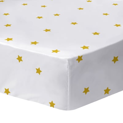 Drap-housse imprimé 100% coton, NUIT ETOILÉE MATT ET ROSE