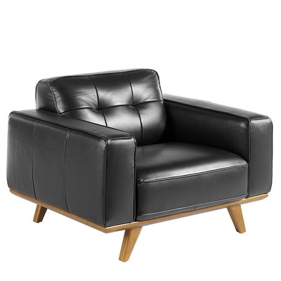 Fauteuil en cuir et pieds en bois ANGEL CERDA