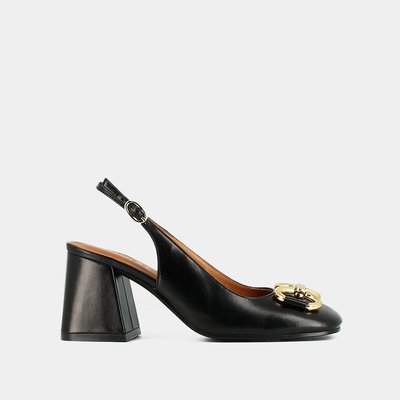 Double Metallic Leather Slingbacks JONAK