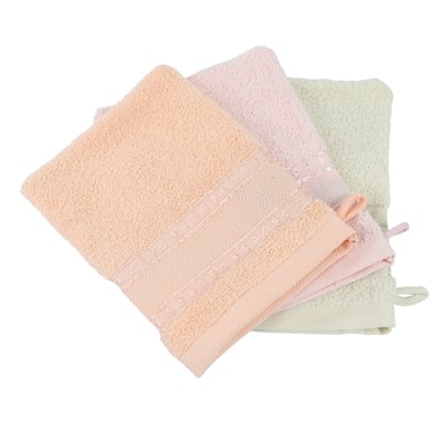Lot 2 gants de toilette à broder éponge toile Aïda LINANDELLE