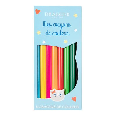 8 crayons de couleur chat DRAEGER PARIS