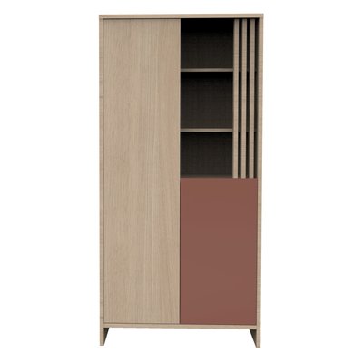 Armoire 2 portes et 1 niche avec claustra en bois décor chêne Suave SAUTHON