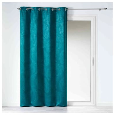 Rideau a oeillets occultant 140 x 240 cm Tropicaline petrole EDEN