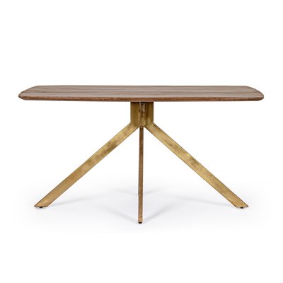 Table de salle à manger en manguier et pied laqué laiton L150 - RINGO HELLIN, DEPUIS 1862