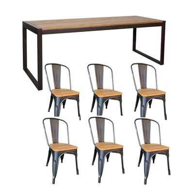 Ensemble repas en bois et acier - NEVADA MATHI DESIGN