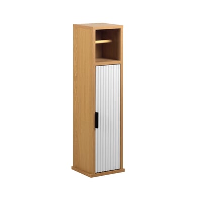 Meuble dérouleur papier WC avec rangement et porte rainurée DOUCEUR D'INTÉRIEUR