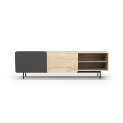 Meuble TV placard 2 portes arrondies, BISCUIT HERDASA
