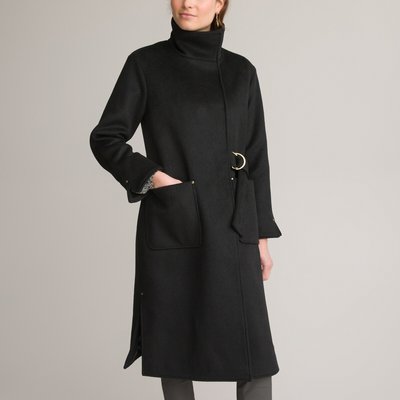 Long Asymmetric Coat with Tie Fastening ANNE WEYBURN
