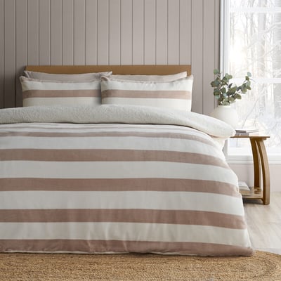 Cosy Sherpa Stripe Duvet Cover Set CATHERINE LANSFIELD