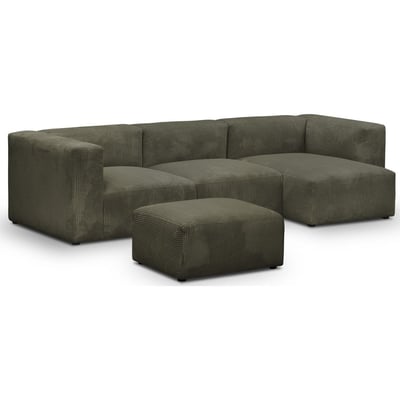 Canapé d'angle à droite modulable 4 places en velours côtelé + pouf - MODULO HOMIFAB