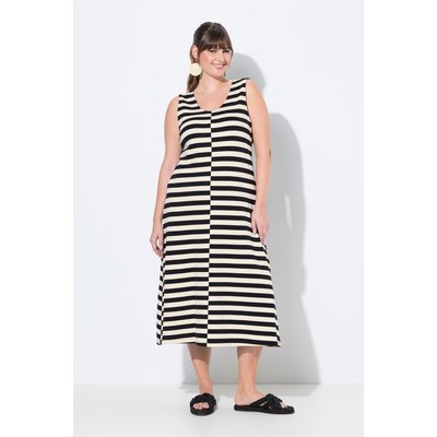 Robe midi, rayures, col en V, sans manches ULLA POPKEN