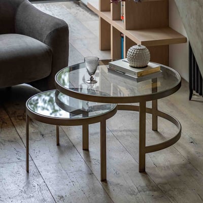 Set of 2 Monty Glass & Metal Nesting Tables ÉDITÉ