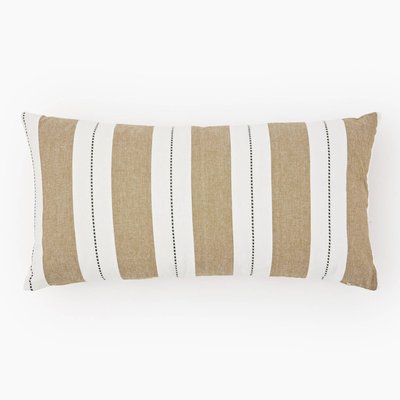 Coussin rectangulaire vert fines rayures, 35x70cm, 100% coton MONOPRIX