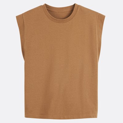 Débardeur pur coton, col rond sans manches LA REDOUTE COLLECTIONS
