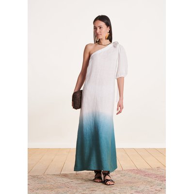 Robe longue one-shoulder en lin LA FEE MARABOUTEE