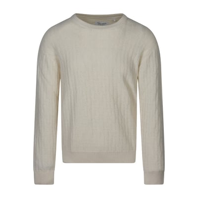 Pull écru à coupe droite pourvu d'un col rond et de manches longues TEDDY SMITH