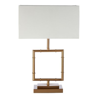 Gold Wire Cutout with White Linen Shade Table Lamp SO'HOME