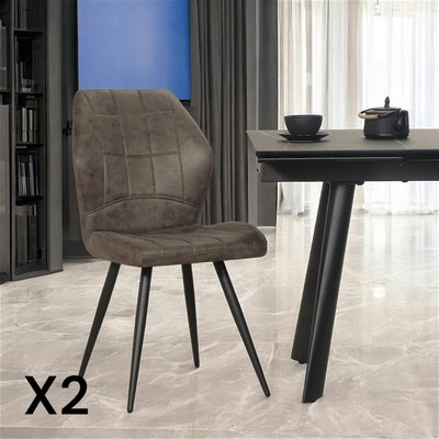 Chaise taupe motif damier,  (lot de 2) LOMBARDIE PIER IMPORT