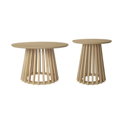 Set de 2 tables basses rondes effet bois et bois de sapin Ø40cm et Ø60cm CLARA SWEEEK