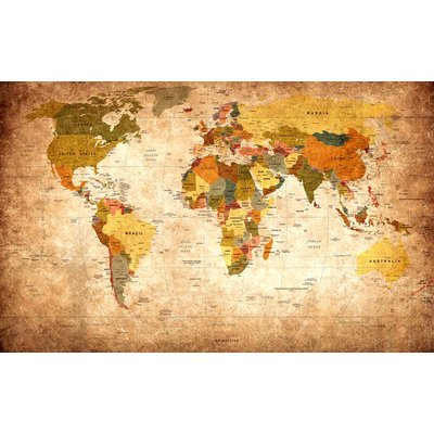 Tableau carte du monde ton orangé - 80x50 cm HEXOA