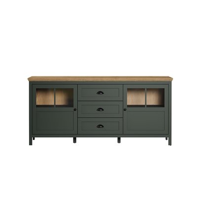Buffet bas avec éclairage LED inclus, 2 portes et 3 tiroirs L185 cm - Stanton CALICOSY