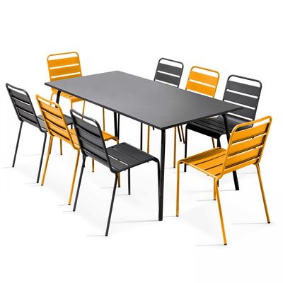 Salon de jardin table et 8 chaises coloris dépareillés, PALAVAS OVIALA