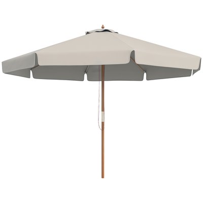 Parasol droit rond Ø 3,25 x 2,5H m bois de bambou polyester gris OUTSUNNY