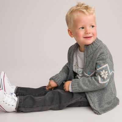 Gilet zippé col montant, motif jacquard LA REDOUTE COLLECTIONS