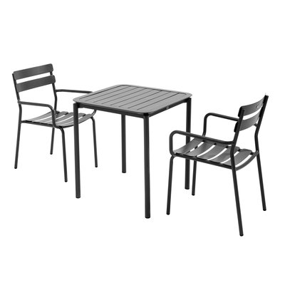 Salon de jardin table et 2 fauteuils en aluminium, ALMADA OVIALA
