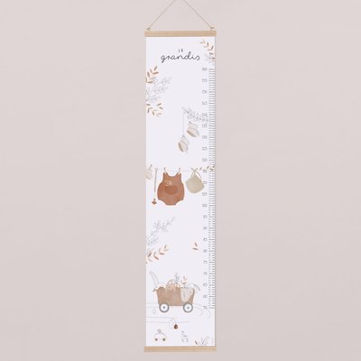 Toise en papier mat  avec son porte-toise en bois 30cm x 140cm COTTON BIRD