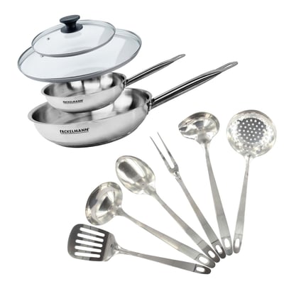 Set de 2 poêles 20 et , 2 couvercles verre ETERNA FACKELMANN