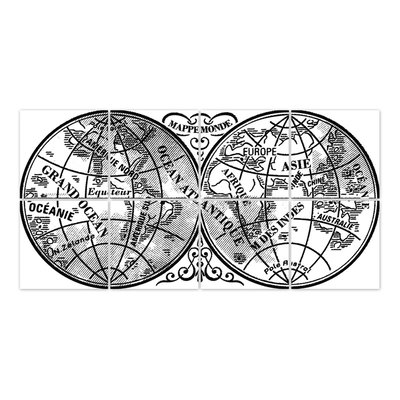 Stickers pour Carrelage Noir et Transparent Mappemonde - Set de 8 WADIGA