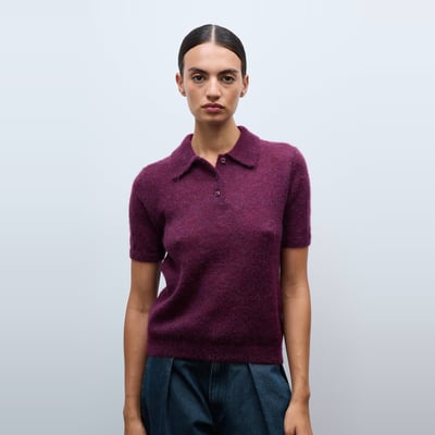Pull polo à manches courtes contenant de l'alpaga MONOPRIX