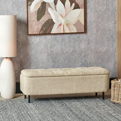 Evi Chenille Buttoned Storage Ottoman Bench SO'HOME