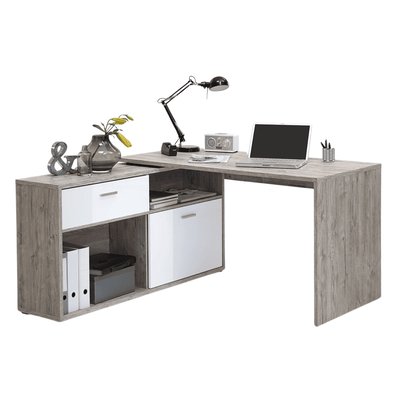 Bureau d'Angle Convertible avec Rangements Bas L138cm - Diego CALICOSY