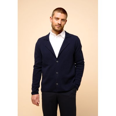 ALVAR veste col tailleur navy en cachemire JUST CASHMERE