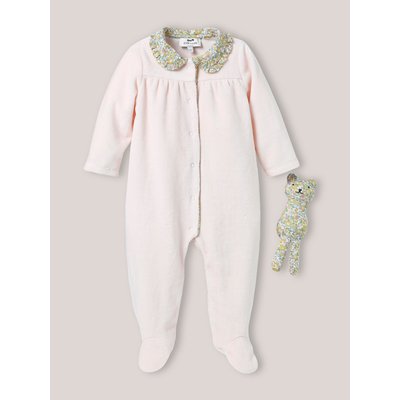 Dors-bien en velours et tissu Liberty + doudou CYRILLUS