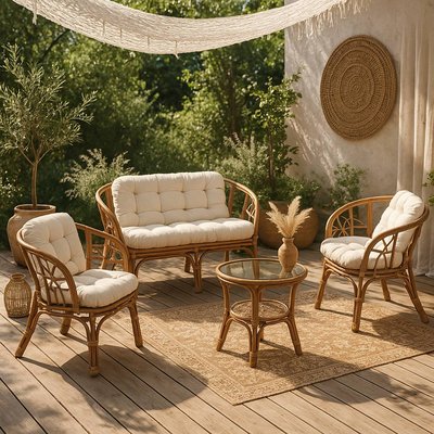 Salon de jardin en rotin 4 places  RATTAN MADE IN MEUBLES 