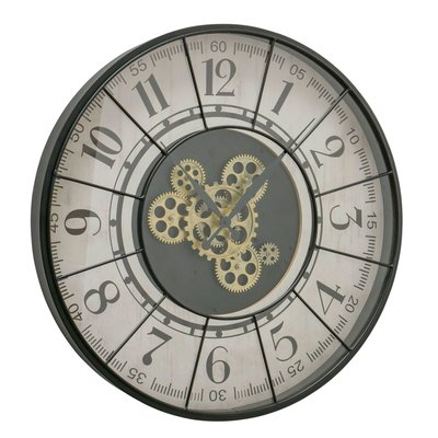 Horloge murale ronde en métal noir 57x57x7cm WADIGA
