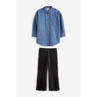 Chemise en denim et legging évasé, ensemble NEXT