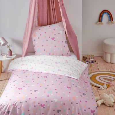 Parure de lit enfant pois et cœurs réversible MILA FUTURE HOME