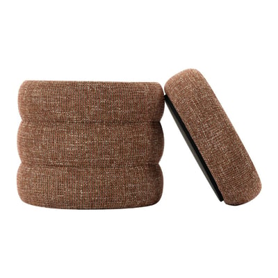 Pouf coffre tissu chenillé rouge ZAGO