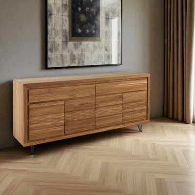 Buffet bois massif 4 portes - frise décorative ROSETO PIER IMPORT