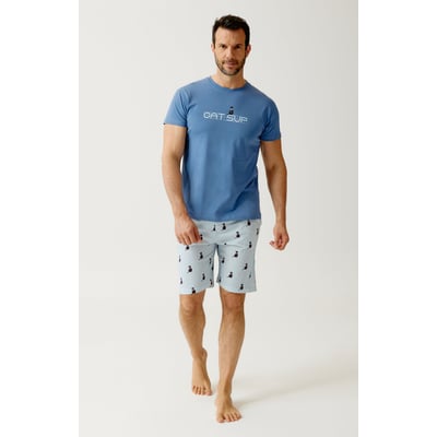 Pyjashort en jersey de coton léger imprimé Cat sup ARTHUR