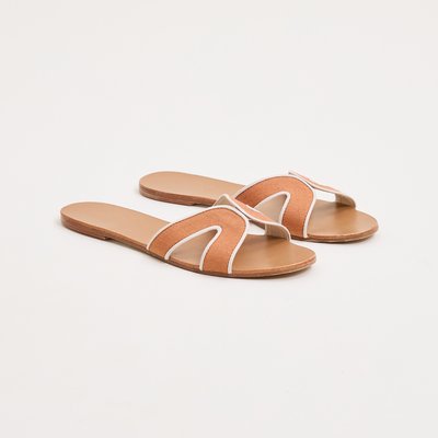 Chaussons  en lin - cuir, MULES LAURENCE TAVERNIER