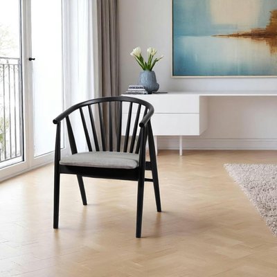 Chaise noire à barreaux - tissu gris TENA PIER IMPORT